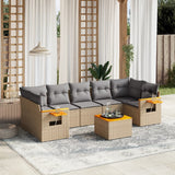 vidaXL 8-delige Loungeset met kussens poly rattan zwart