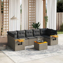 vidaXL 8-delige Loungeset met kussens poly rattan zwart