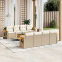 vidaXL 9-delige Loungeset met kussens poly rattan zwart