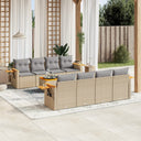 vidaXL 9-delige Loungeset met kussens poly rattan zwart