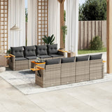 vidaXL 9-delige Loungeset met kussens poly rattan zwart