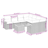 vidaXL 9-delige Loungeset met kussens poly rattan zwart