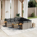 vidaXL 9-delige Loungeset met kussens poly rattan zwart