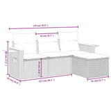 vidaXL 4-delige Loungeset met kussens poly rattan zwart