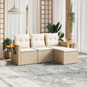 vidaXL 4-delige Loungeset met kussens poly rattan zwart