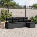 vidaXL 5-piece Lounge Set with Cushions Poly Rattan Black