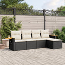 vidaXL 5-piece Lounge Set with Cushions Poly Rattan Black
