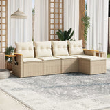 vidaXL 5-piece Lounge Set with Cushions Poly Rattan Black