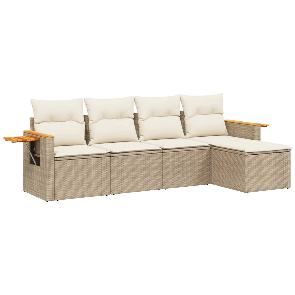vidaXL 5-piece Lounge Set with Cushions Poly Rattan Black