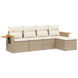 vidaXL 5-piece Lounge Set with Cushions Poly Rattan Black