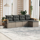 vidaXL 5-piece Lounge Set with Cushions Poly Rattan Black