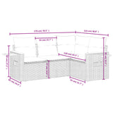 vidaXL 4-delige Loungeset met kussens poly rattan zwart