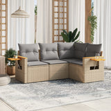vidaXL 4-delige Loungeset met kussens poly rattan zwart