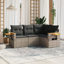 vidaXL 4-delige Loungeset met kussens poly rattan zwart