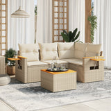vidaXL 4-delige Loungeset met kussens poly rattan zwart