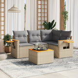 vidaXL 4-delige Loungeset met kussens poly rattan zwart
