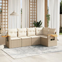vidaXL 5-delige Loungeset met kussens poly rattan zwart