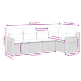 vidaXL 5-delige Loungeset met kussens poly rattan zwart
