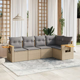 vidaXL 5-delige Loungeset met kussens poly rattan zwart