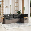 vidaXL 5-delige Loungeset met kussens poly rattan zwart