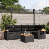 vidaXL 5-delige Loungeset met kussens poly rattan zwart