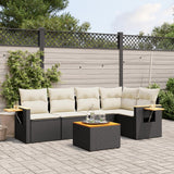 vidaXL 5-delige Loungeset met kussens poly rattan zwart