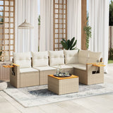vidaXL 5-delige Loungeset met kussens poly rattan zwart