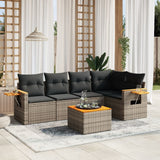 vidaXL 5-delige Loungeset met kussens poly rattan zwart