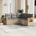 vidaXL 5-delige Loungeset met kussens poly rattan zwart