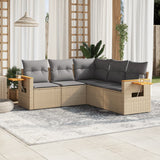 vidaXL 5-delige Loungeset met kussens poly rattan zwart