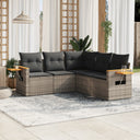 vidaXL 5-delige Loungeset met kussens poly rattan zwart