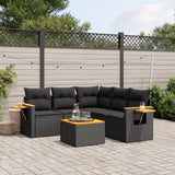 vidaXL 5-delige Loungeset met kussens poly rattan zwart