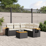 vidaXL 5-delige Loungeset met kussens poly rattan zwart