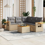 vidaXL 5-delige Loungeset met kussens poly rattan zwart