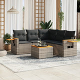 vidaXL 5-delige Loungeset met kussens poly rattan zwart