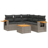 vidaXL 5-delige Loungeset met kussens poly rattan zwart