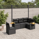 vidaXL 5-delige Loungeset met kussens poly rattan zwart