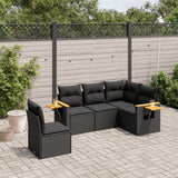 vidaXL 5-delige Loungeset met kussens poly rattan zwart