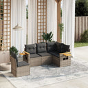 vidaXL 5-delige Loungeset met kussens poly rattan zwart