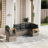 vidaXL 5-delige Loungeset met kussens poly rattan zwart