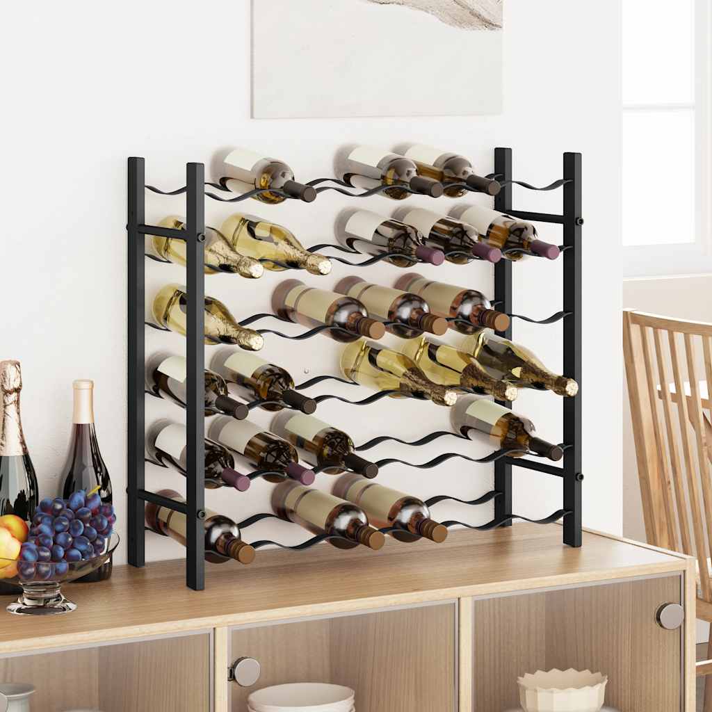 vidaXL Wine Rack for 48 Bottles Metal Black
