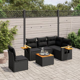 vidaXL 5-delige Loungeset met kussens poly rattan zwart
