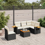 vidaXL 5-delige Loungeset met kussens poly rattan zwart