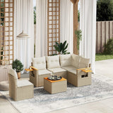 vidaXL 5-delige Loungeset met kussens poly rattan zwart