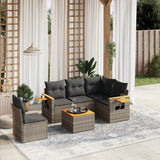 vidaXL 5-delige Loungeset met kussens poly rattan zwart