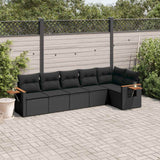 vidaXL 6-Piece Lounge Set with Cushions Poly Rattan Black