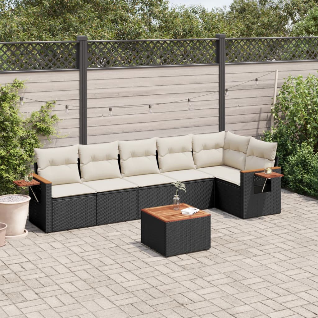 vidaXL 6-Piece Lounge Set with Cushions Poly Rattan Black