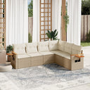 vidaXL 6-delige Loungeset met kussens poly rattan zwart