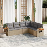 vidaXL 6-delige Loungeset met kussens poly rattan zwart