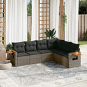 vidaXL 6-delige Loungeset met kussens poly rattan zwart